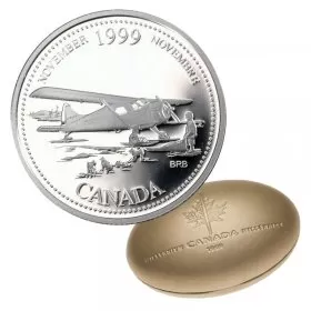 1999 Canadian 25-Cent November: The Airplane Opens the North Millennium Quarter Proof Silver Coin 