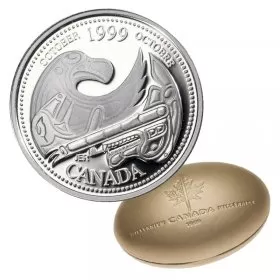 1999 Canadian 25-Cent October: A Tribute to the First Nations Millennium Quarter Proof Silver Coin 