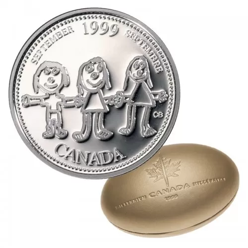 1999 Canadian 25-Cent September: Canada Through a Child's Eye Millennium Quarter Proof Silver Coin