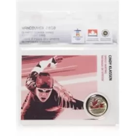 2009 Canada 25 Cents Vancouver 2010 Olympic Sports Card - Speed Skating, Cindy Klassen