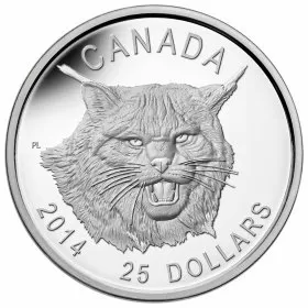 2014 Canadian $25 The Fierce Canadian Lynx - Fine Silver Coin (Ultra-High Relief)
