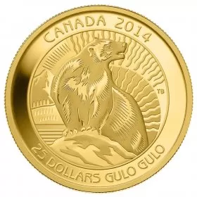 2014 Canadian $25 The Wolverine - 1/4 oz Pure Gold Coin