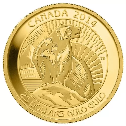 2014 Canadian $25 The Wolverine - 1/4 oz Pure Gold Coin