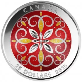 2015 Canadian $25 Christmas Ornament - Fine Silver Coloured Coin (Ultra-High Relief)