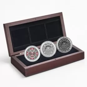 2015 Canadian $25 Singing Moon Mask - Fine Silver 3-Coin Set (Ultra-High Relief) - one coin is tarnished