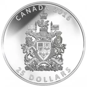 2016 Canadian $25 Piedfort, The Coat of Arms of Canada - 1 oz Fine Silver Coin