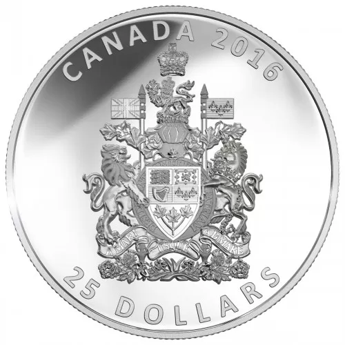 2016 Canadian $25 Piedfort, The Coat of Arms of Canada - 1 oz Fine Silver Coin