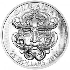 2016 Canadian $25 Sculptural Art of Parliament: Grotesque Foliated Green Man - Fine Silver Ultra-High Relief Coin