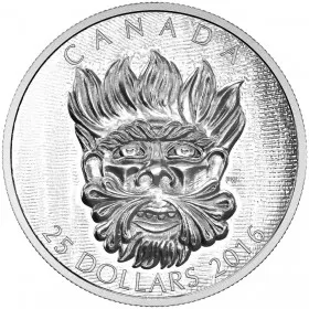 2016 Canadian $25 Sculptural Art of Parliament: Grotesque Wild Green Man - Fine Silver Ultra-High Relief Coin
