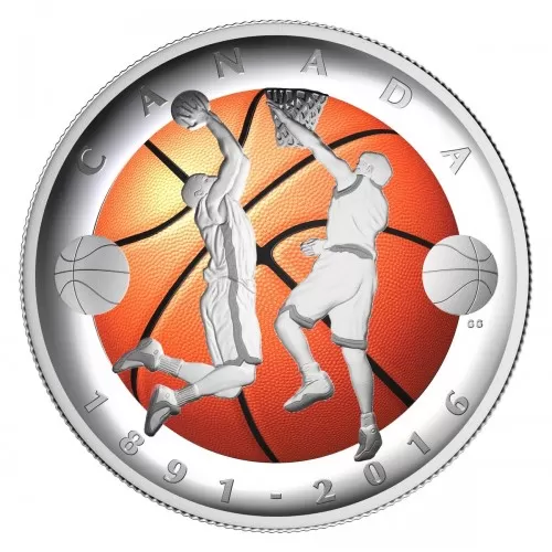 2016 Canadian $25 125th Anniversary of the Invention of Basketball - Fine Silver Coin
