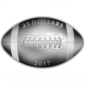 2017 Canadian $25 Football-shaped Curved 1 oz Fine Silver Coin