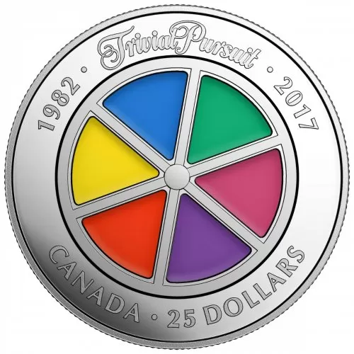 2017 (1982-) Canadian $25 Trivial Pursuit Game 35th Anniversary 1 oz Fine Silver Coloured Coin