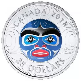 2018 Canadian $25 Ancestor Moon Mask Ultra-High Relief Coloured Fine Silver Coin *Masters Club Exclusive*