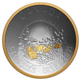 2021 (1896-) Canadian $25 Klondike Gold Rush: Panning For Gold 125th Anniv 1 oz Silver Concave Coin - cracked capsule on the edge