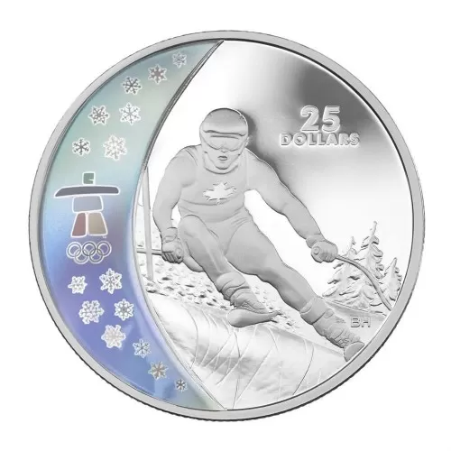 2007 Canadian $25 Alpine Skiing Vancouver 2010 Olympic Winter Games Proof Silver Hologram Coin
