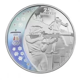 2007 Canadian $25 Biathlon Vancouver 2010 Olympic Winter Games Proof Silver Hologram Coin