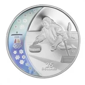 2007 Canadian $25 Curling Vancouver 2010 Olympic Winter Games Proof Silver Hologram Coin