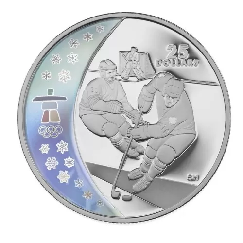 2007 Canadian $25 Ice Hockey Vancouver 2010 Olympic Winter Games Proof Silver Hologram Coin-no outside box
