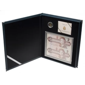 1996 Canadian $2 Dollar Piedfort Silver Coin and BRX Banknote Special Edition Set