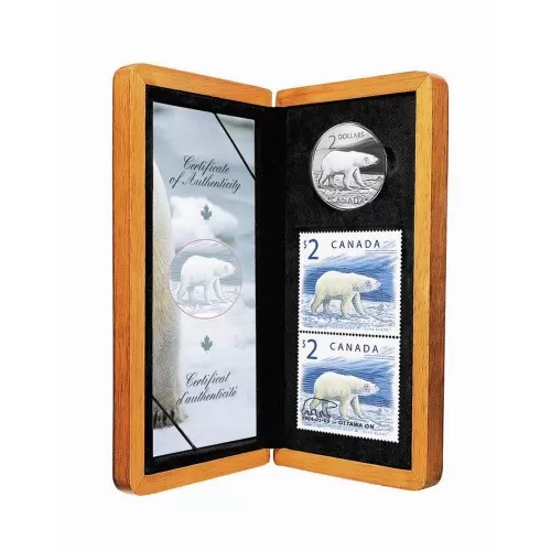 2004 Canada Limited Edition Sterling Silver $2 Coin & Stamp Set - The Proud Polar Bear