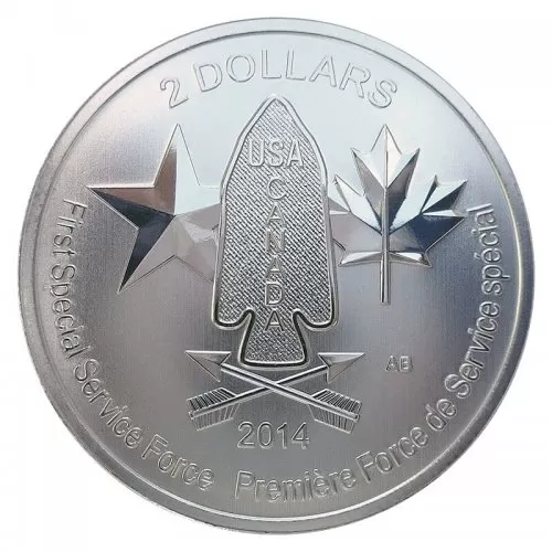 2014 Canadian $2 Devil's Brigade CAN/US First Special Service Force 1/2 oz Fine Silver Coin
