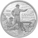 2014 Canadian $30 Canadian Machine Gunner in Training - 75th Anniversary of the Declaration of the Second World War - 2 oz Fine Silver Coin - Lightly Tarnished