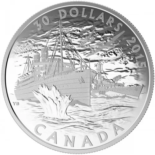 2015 Canadian $30 Canada's Merchant Navy in the Battle of the Atlantic - 2 oz Fine Silver Coin