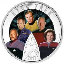 2017 Canadian $30 Star Trek™ Five Captains 2 oz Fine Silver Coin (Glow-In-The-Dark)