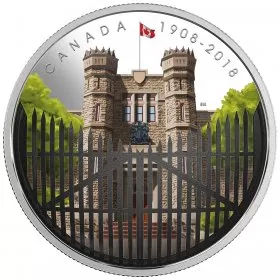 2018 (1908-) Canadian $30 Gates: Royal Canadian Mint 110th Anniv 2 oz Fine Silver Convex Coloured Coin
