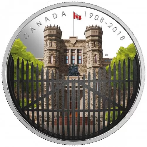 2018 (1908-) Canadian $30 Gates: Royal Canadian Mint 110th Anniv 2 oz Fine Silver Convex Coloured Coin