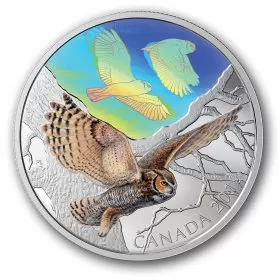 2019 Canadian $30 Majestic Birds in Motion: Great Horned Owl - 2 oz Fine Silver Hologram Coin