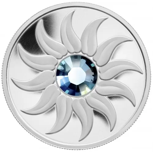 2011 Canadian $3 Birthstone Collection: March Aquamarine Swarovski® Crystal & Fine Silver Coin
