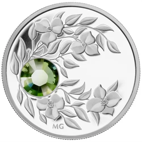 2012 Canadian Fine Silver $3 Coin - Birthstone Collection: August, Peridot