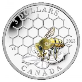 2013 Canadian $3 Animal Architects: Bee & Hive - 1/4 oz Fine Silver Coin