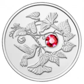 2013 Canadian $3 Hummingbird & Morning Glory Swarovski™ Crystal & Silver Coin