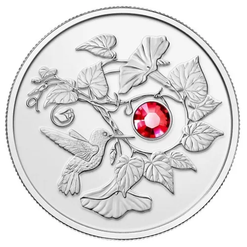 2013 Canadian $3 Hummingbird & Morning Glory Swarovski™ Crystal & Silver Coin