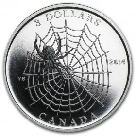 2014 Canadian $3 Animal Architects: Spider Web - 1/4 oz Fine Silver Coin