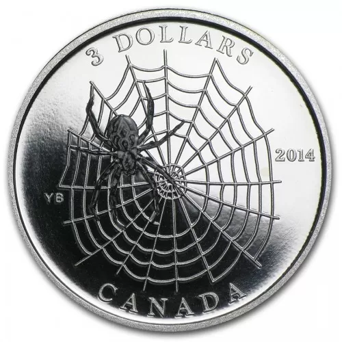2014 Canadian $3 Animal Architects: Spider Web - 1/4 oz Fine Silver Coin