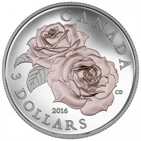 2016 Canadian $3 Queen Elizabeth Rose - Fine Silver & Gold-plated Coin - No Beauty Box