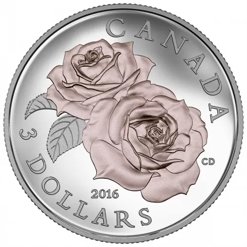 2016 Canadian $3 Queen Elizabeth Rose - Fine Silver & Gold-plated Coin - No Beauty Box