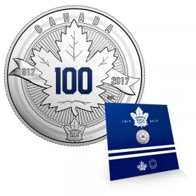 2017 (1917-) Canadian $3 Toronto Maple Leafs® Anniversary Logo Coloured Silver Coin