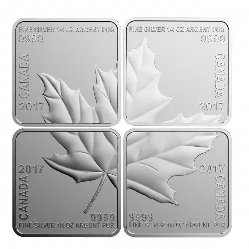2017 Canadian $3 Maple Leaf Quartet - Fine Silver 4-Coin Set - tarnished coins