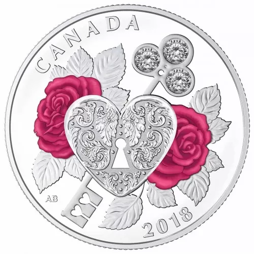 2018 Canadian $3 Celebration of Love - Fine Silver Coin-coin in capsule (lightly toned) & COA only