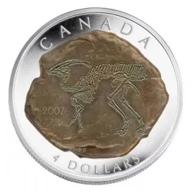 2007 Canadian $4 Fossilized Dinosaur: Parasaurolophus Fine Silver Coin