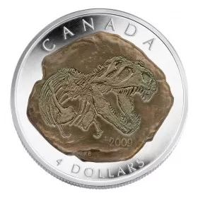 2009 Canadian $4 Fossilized Dinosaur: Tyrannosaurus Rex Fine Silver Coin 