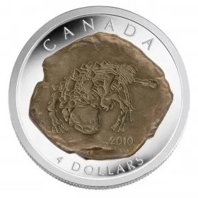 2010 Canadian $4 Fossilized Dinosaur: Euoplocephalus Tutus Fine Silver Coin