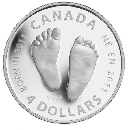 2011 Canadian $4 Welcome to the World, Baby Feet 1/2 oz Fine Silver Coin