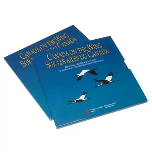 1995 Canada On The Wing 50-Cent Birds of Canada: Gray Jay, White-tailed Ptarmigan Silver 2-Coin Set-coins may be tarnished