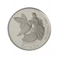 1995 Canada On The Wing 50-Cent Birds of Canada: Atlantic Puffin, Whooping Crane Silver 2-Coin Set-coins may be tarnished