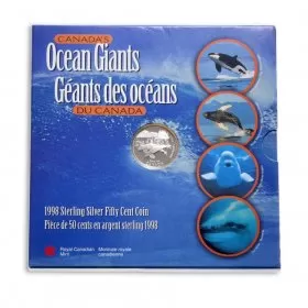 1998 Canadian 50 Cent Canada's Ocean Giants: Blue Whale Proof Silver Coin